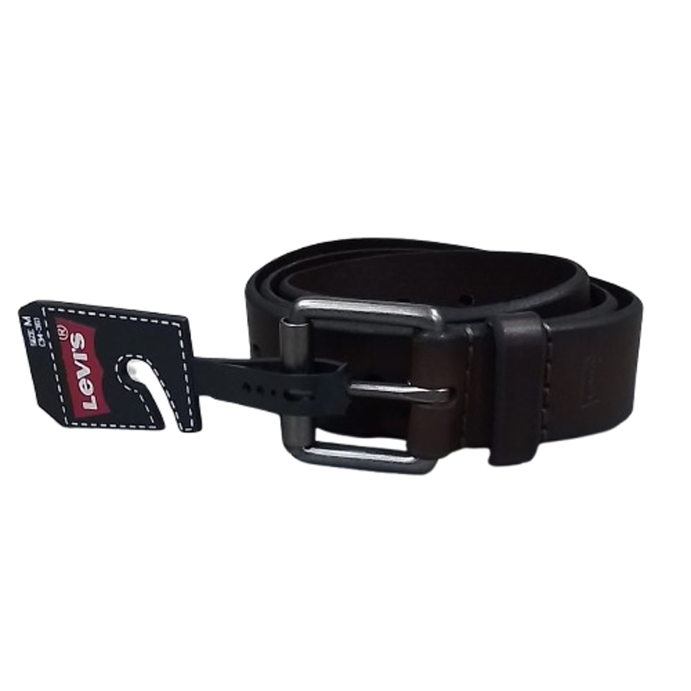 Men's Levi's Leather Perforated Roller Buckle Belt - Brown - M (34/36) - NWT